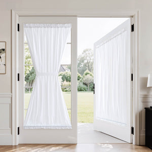 French Door Semi Sheer Rod Pocket Curtains White 54Wx72L-inch