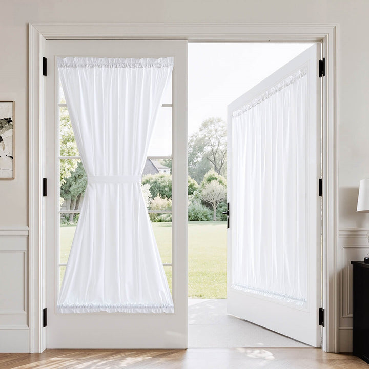 French Door Semi Sheer Rod Pocket Curtains White 54Wx72L-inch