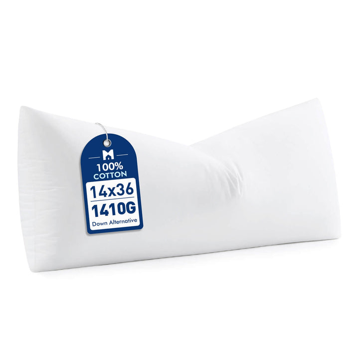 Fluffy Soft Down Alternative Pillow Insert White 14x36 Inch