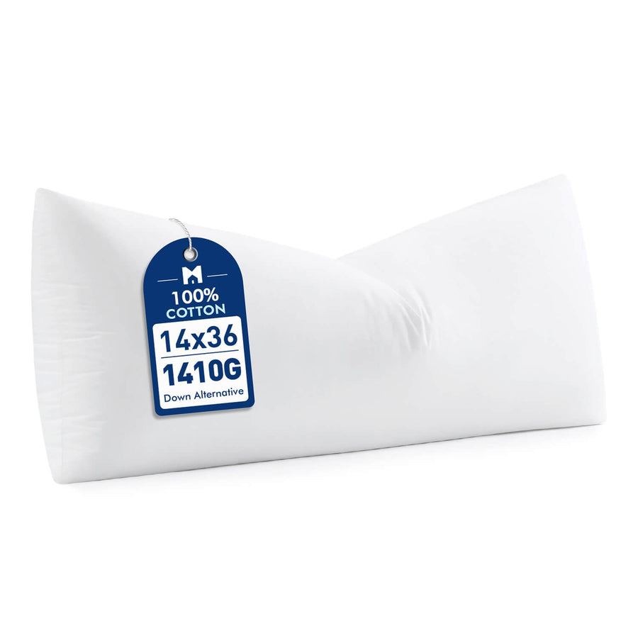 Fluffy Soft Down Alternative Pillow Insert White 14x36 Inch