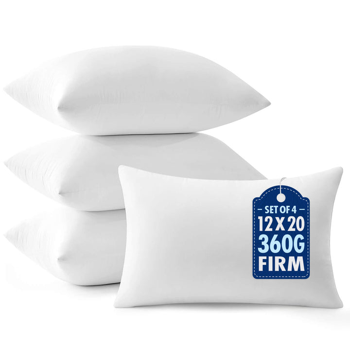100% Virgin Fiber Throw Pillows Inserts 12x20 Inch
