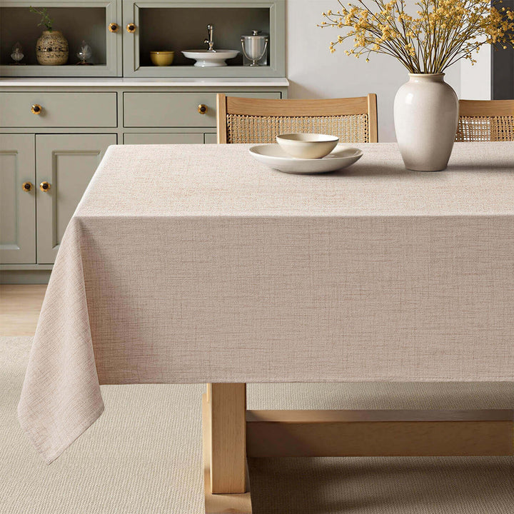 Linen Rectangle Wrinkle Resistant Waterproof Natural Tablecloth Natural 84Lx60W