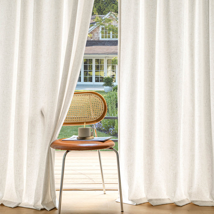 Light Filtering Privacy Linen Curtains Semi Sheer Drapes Natural 52Wx120L-inch