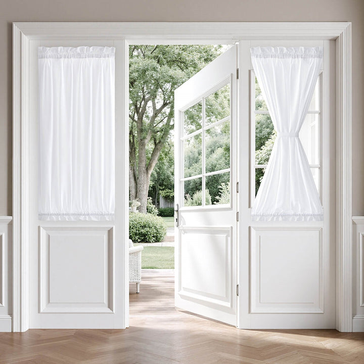French Door Semi Sheer Rod Pocket Curtains White 26Wx40L-inch