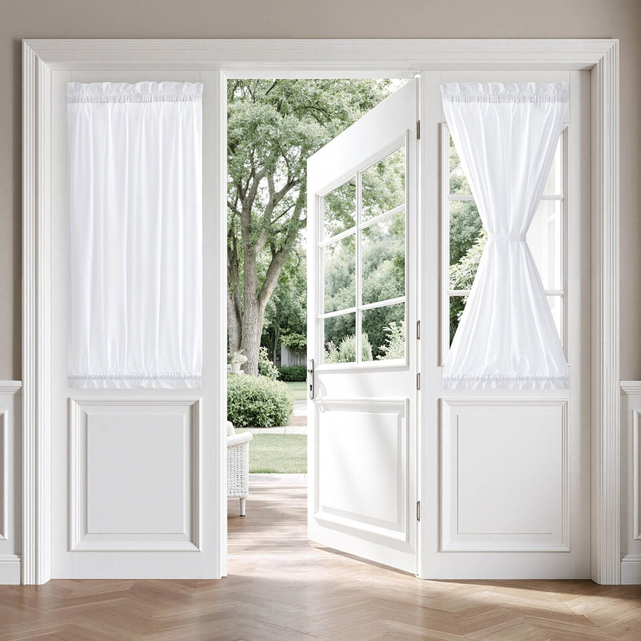 French Door Semi Sheer Rod Pocket Curtains White 26Wx40L-inch