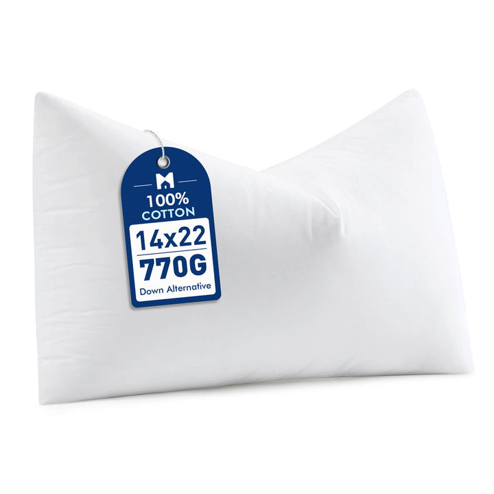Fluffy Soft Down Alternative Pillow Insert White 14x22 Inch