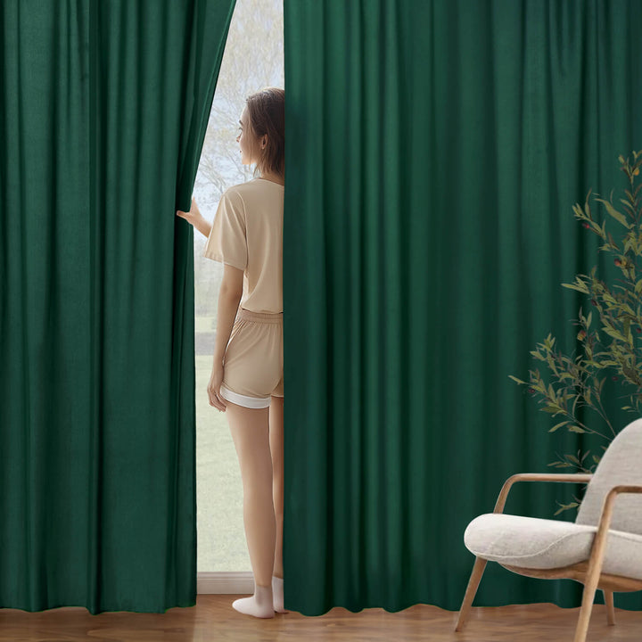 Non-See-Through Semi Sheer Window Curtains Hunter Green 42Wx72L-inch