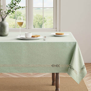 Linen Cutouts Waterproof Stain Resistant Shrink-Proof TableCloth Sage Green 70Lx52W-inch