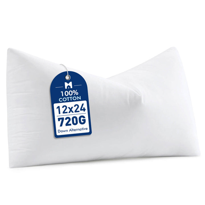Fluffy Soft Down Alternative Pillow Insert White 12x24 Inch