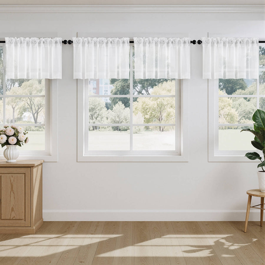 Rod Pocket Voile Window Treatment Sheer Curtains White 42Wx14L-inch