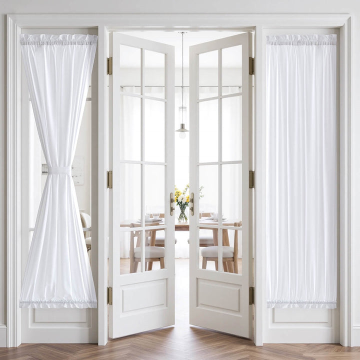 French Door Semi Sheer Rod Pocket Curtains White 26Wx80L-inch