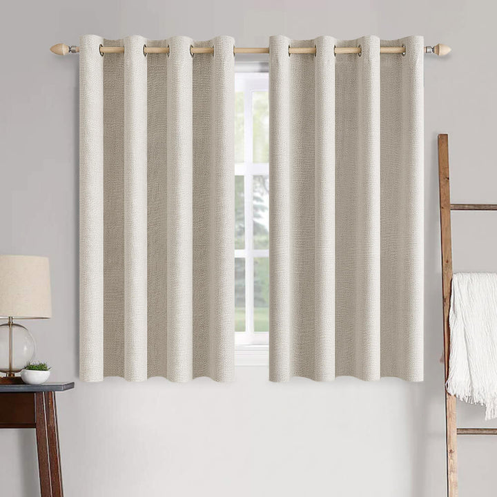 Solid Linen Textured Blackout Thermal Insulated Grommet Curtains Birch 52Wx54L Pack of 2
