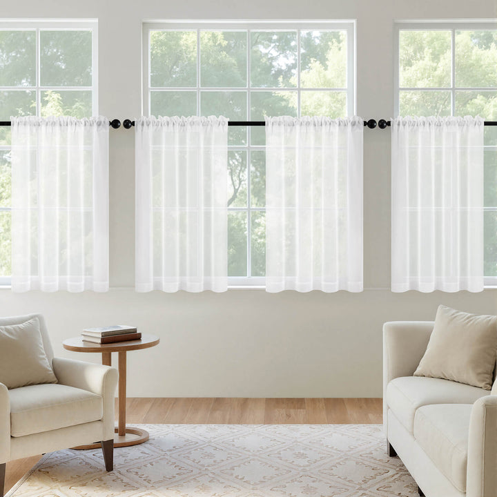 Rod Pocket Voile Window Treatment Sheer Curtains White 42Wx54L-inch