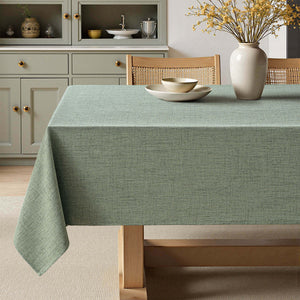 Linen Rectangle Wrinkle Resistant Waterproof Natural Tablecloth Sage Green 84Lx60W