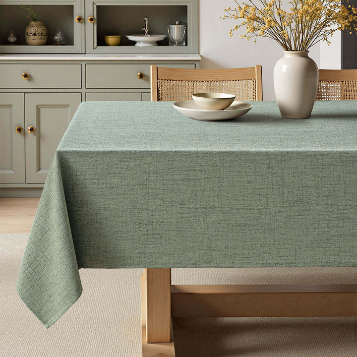Linen Rectangle Wrinkle Resistant Waterproof Natural Tablecloth Sage Green 84Lx60W