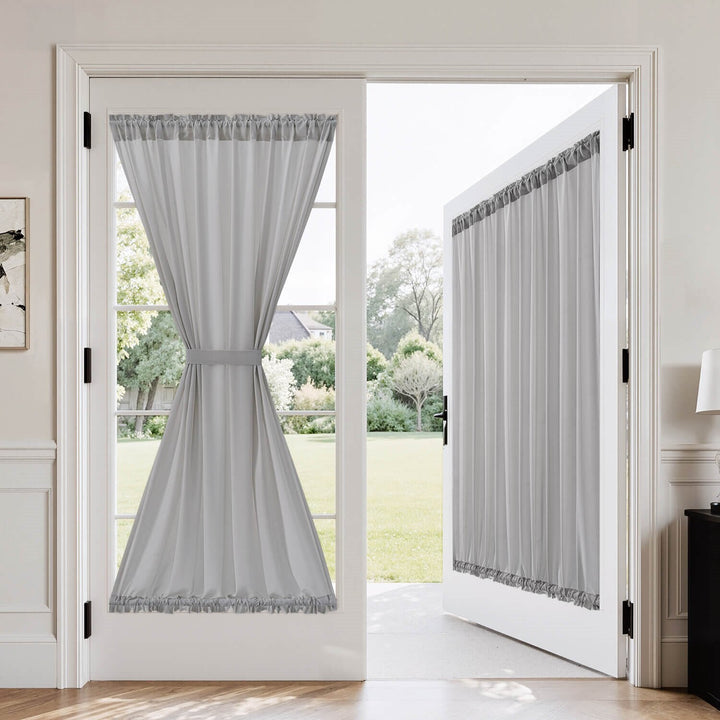 French Door Semi Sheer Rod Pocket Curtains Grey 54Wx72L-inch