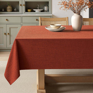 Linen Rectangle Wrinkle Resistant Waterproof Natural Tablecloth Burnt Orange 84Lx60W