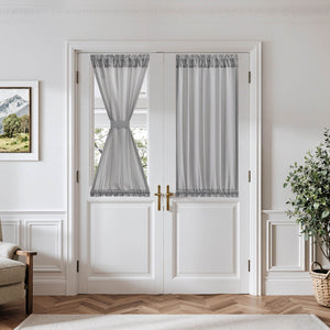 French Door Semi Sheer Rod Pocket Curtains Grey 26Wx40L-inch
