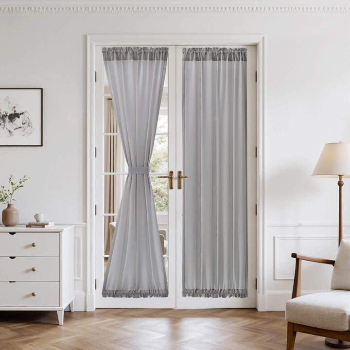 French Door Semi Sheer Rod Pocket Curtains Grey 26Wx72L-inch
