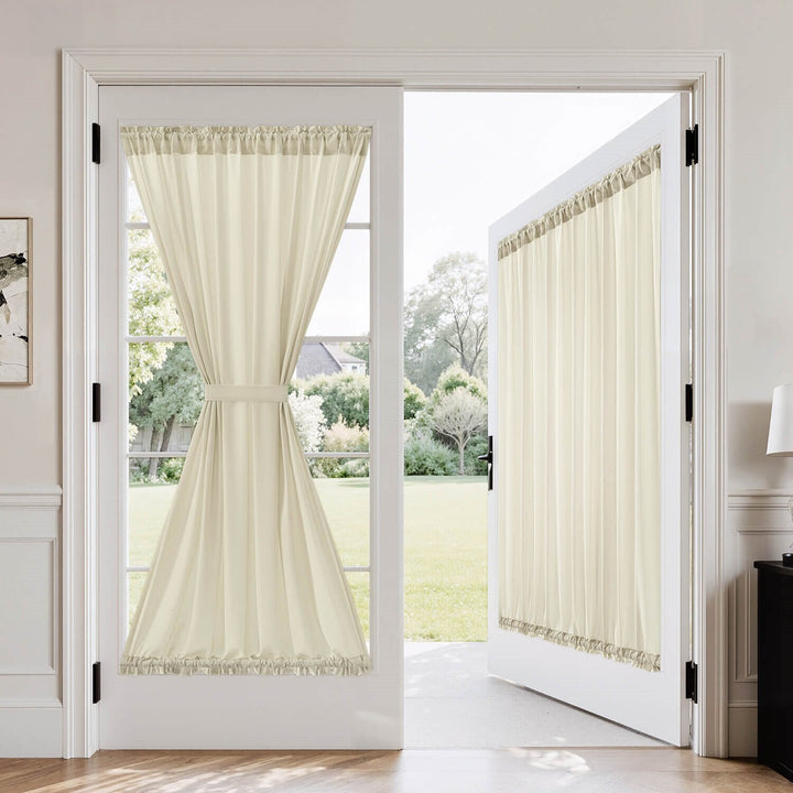 French Door Semi Sheer Rod Pocket Curtains Ivory 54Wx72L-inch