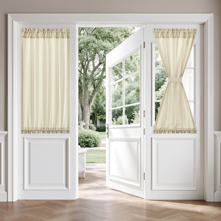 French Door Semi Sheer Rod Pocket Curtains Ivory 26Wx40L-inch