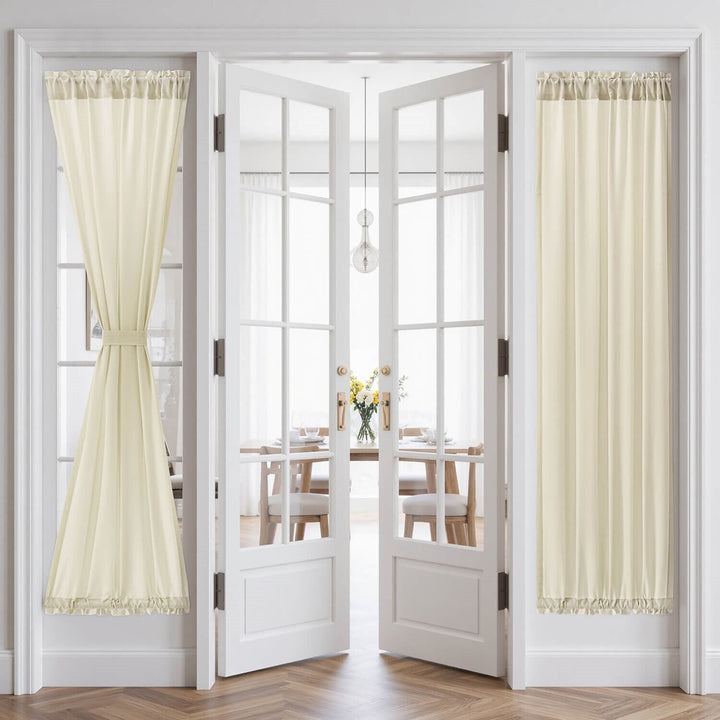 French Door Semi Sheer Rod Pocket Curtains Ivory 26Wx72L-inch