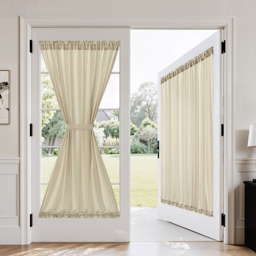 French Door Semi Sheer Rod Pocket Curtains Cream 54Wx72L-inch