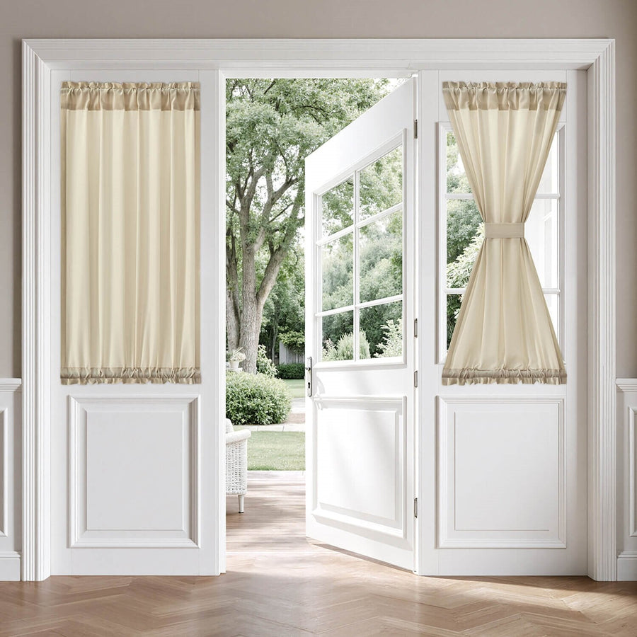French Door Semi Sheer Rod Pocket Curtains Cream 26Wx40L-inch
