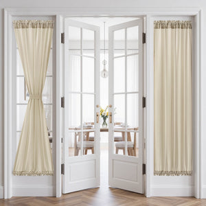French Door Semi Sheer Rod Pocket Curtains Cream 26Wx72L-inch