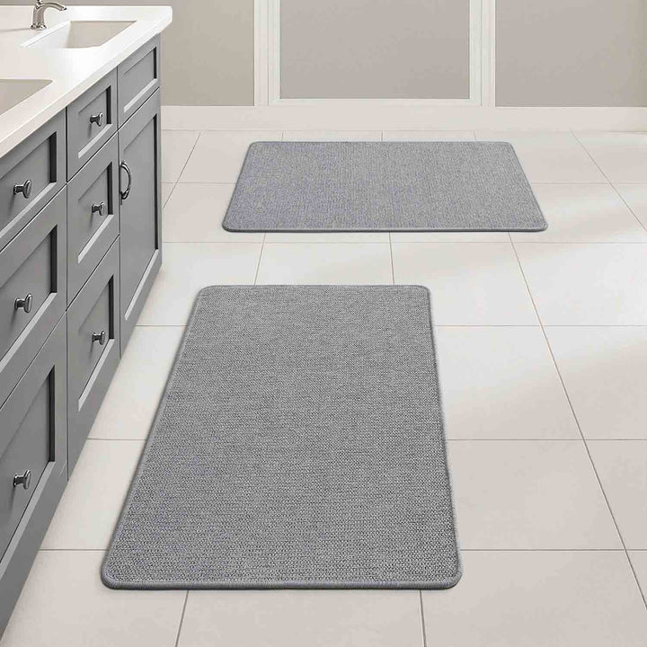 Non Slip Quick Dry Absorbent Machine Washable Bath Rug Grey 17x27-inch