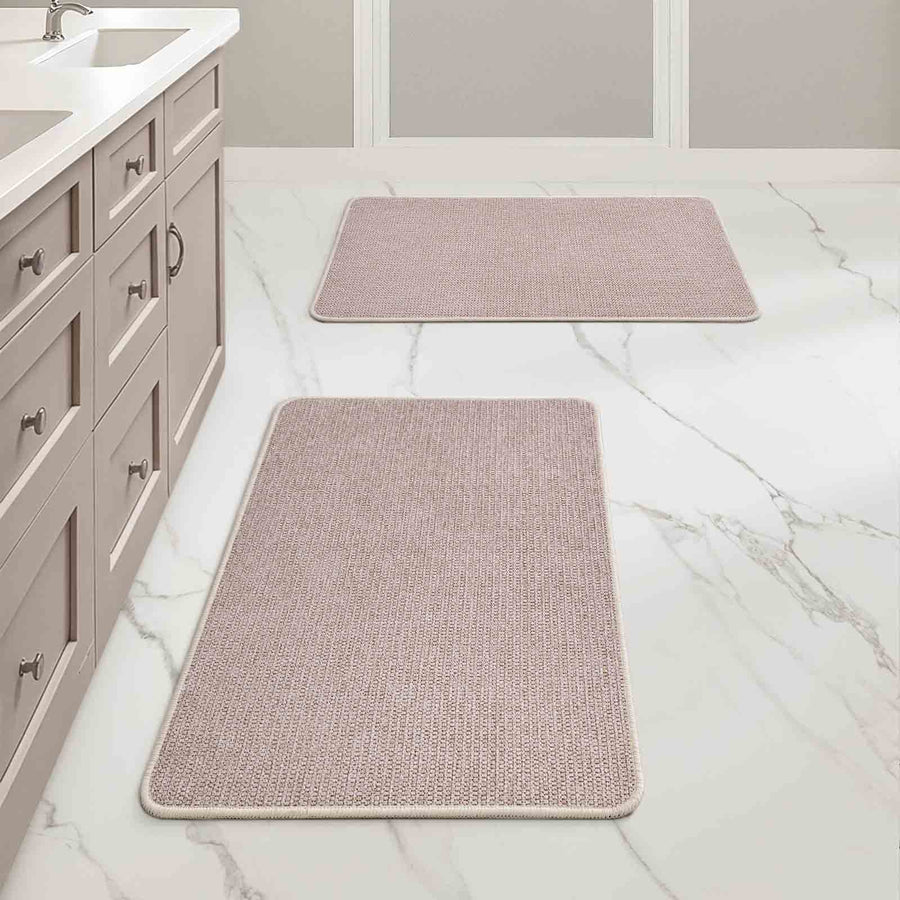Ultra Thin Machine Washable Quick Dry Absorbent Bathroom Rugs Beige 17x27-inch