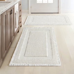 New-Non Slip Washable Waffle Bathroom Mats White 18x30-inch