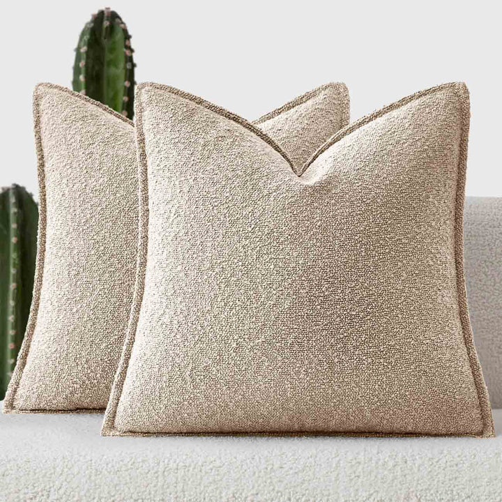 Decorative Thick Textured Boucle Pillow Covers Oatmeal 18x18-inch