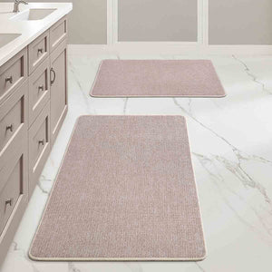 Ultra Thin Machine Washable Quick Dry Absorbent Bathroom Rugs Beige 17x27-and-20x32-inch