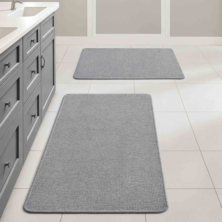 Non Slip Quick Dry Absorbent Machine Washable Bath Rug Grey 17x27-and-20x32-inch