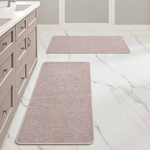 Ultra Thin Machine Washable Quick Dry Absorbent Bathroom Rugs Beige 17x35-inch