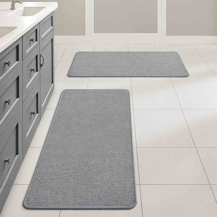 Non Slip Quick Dry Absorbent Machine Washable Bath Rug Grey 17x35-inch