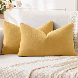 Chenille Decorative Throw Pillow Covers Gold 20x12-inch