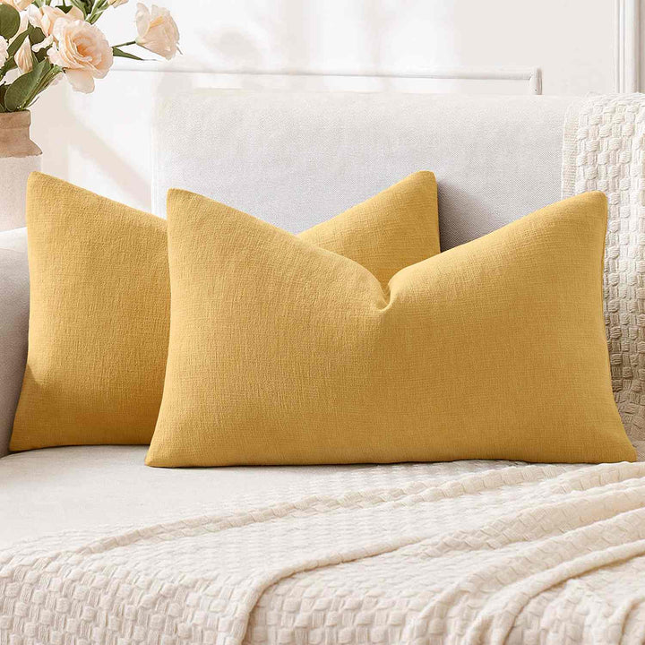 Chenille Decorative Throw Pillow Covers Gold 20x12-inch