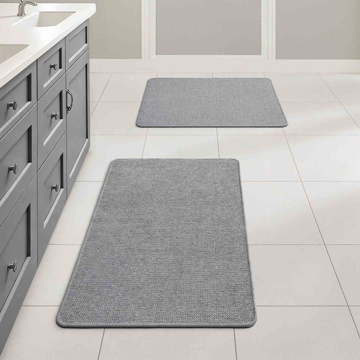 Non Slip Quick Dry Absorbent Machine Washable Bath Rug Grey 20x24-and-17x27-inch