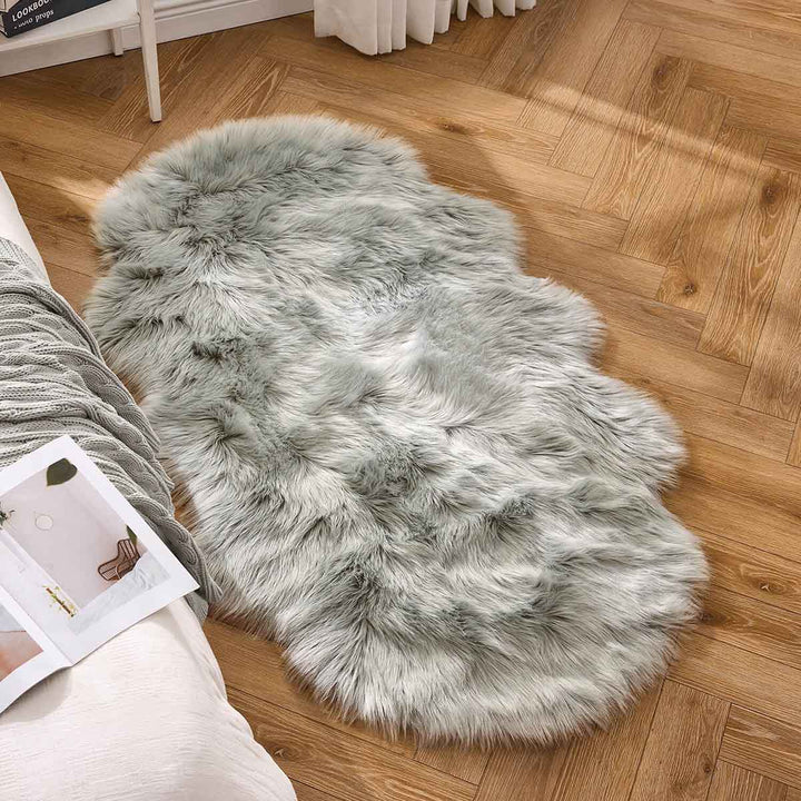 Faux Fur Sheepskin Rug Decorative Plush Area Rug Beige 3x5-Sheepskin