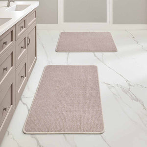 Ultra Thin Machine Washable Quick Dry Absorbent Bathroom Rugs Beige 20x24-and-17x27-inch