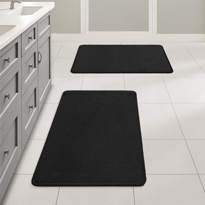 Non Slip Quick Dry Absorbent Machine Washable Bath Rug Black 17x27-inch