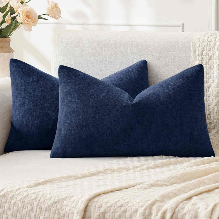 Chenille Decorative Throw Pillow Covers Dusty Blue 20x12-inch