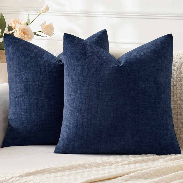 Chenille Decorative Throw Pillow Covers Dusty Blue 20x20-inch