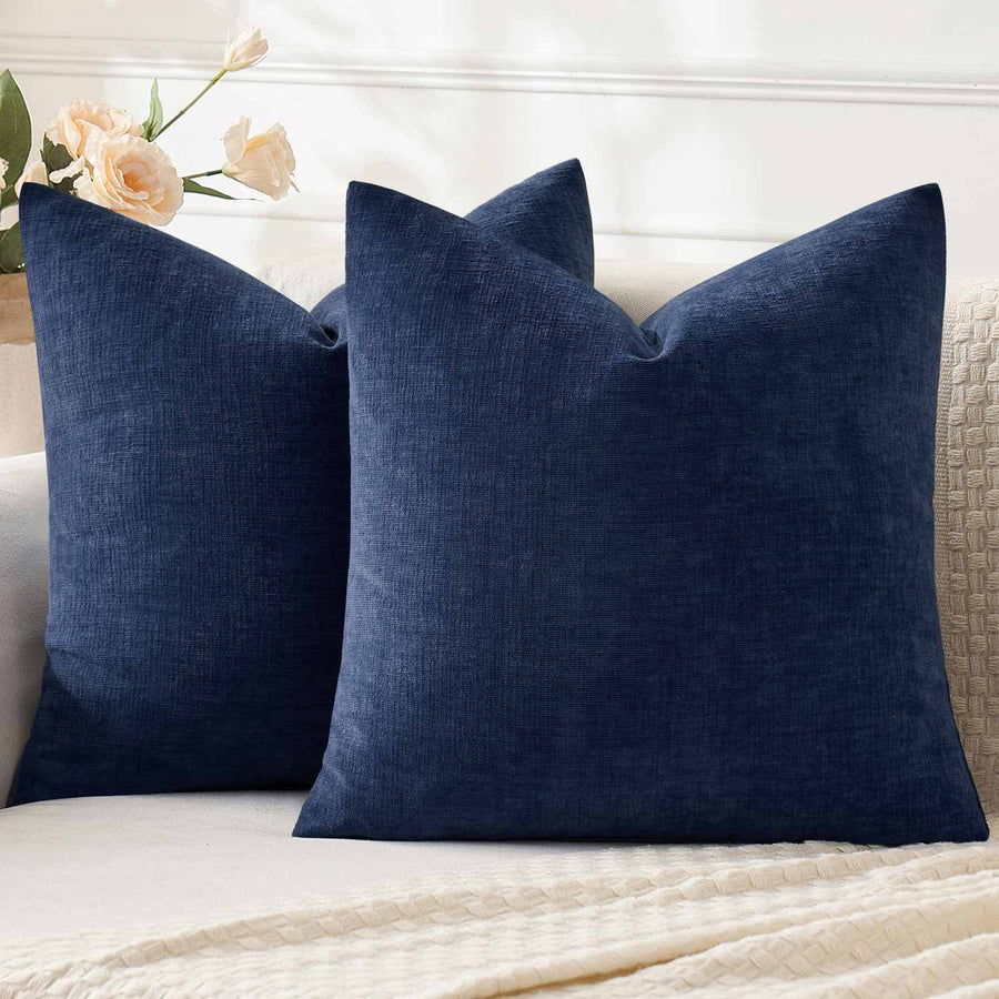 Chenille Decorative Throw Pillow Covers Dusty Blue 20x20-inch
