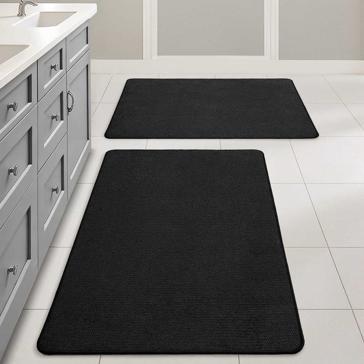 Non Slip Quick Dry Absorbent Machine Washable Bath Rug Black 24x36-inch
