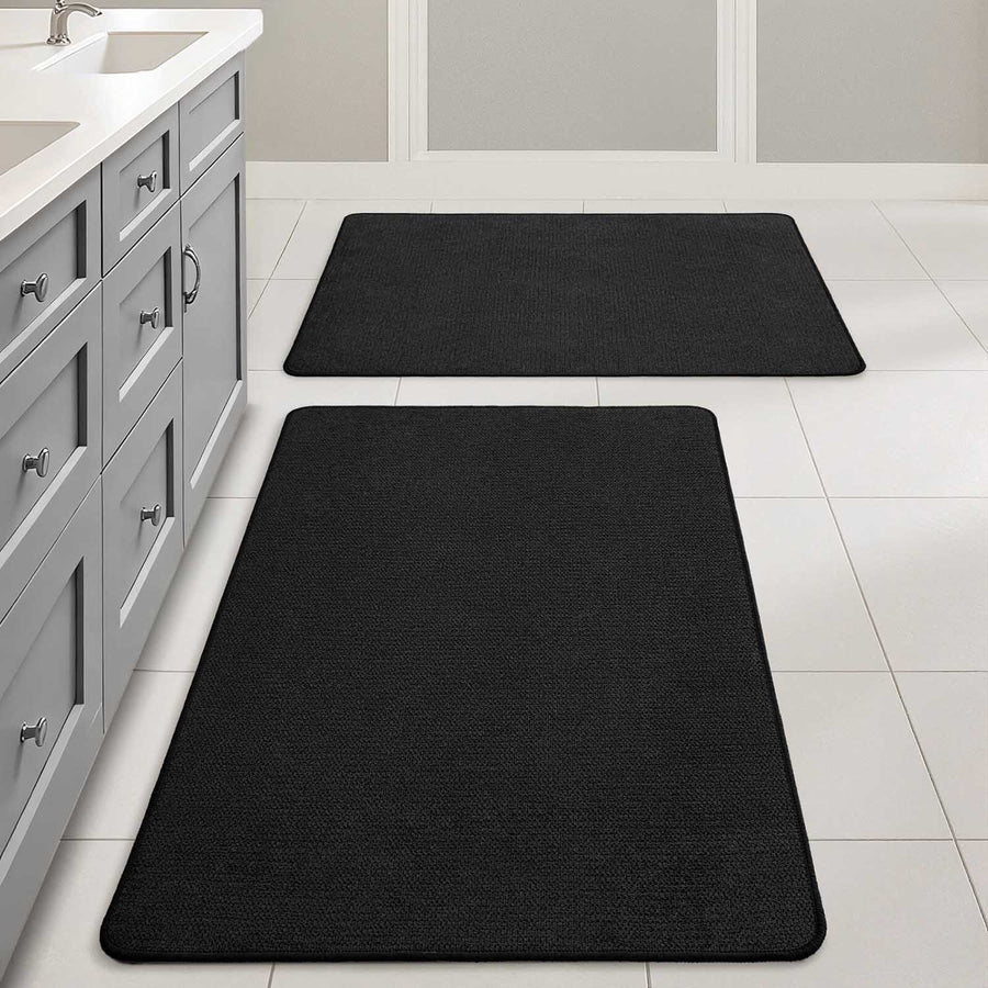 Non Slip Quick Dry Absorbent Machine Washable Bath Rug Black 24x36-inch