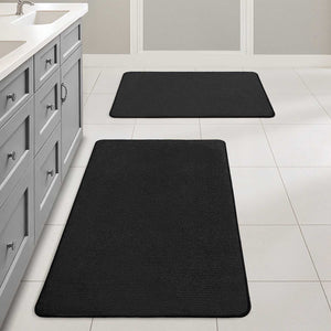 Non Slip Quick Dry Absorbent Machine Washable Bath Rug Black 17x27-and-20x32-inch