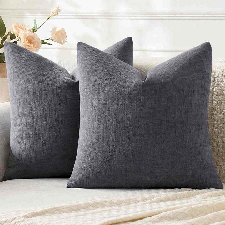 Chenille Decorative Throw Pillow Covers Grey 20x20-inch